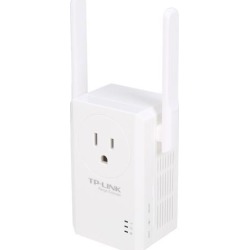 TP-Link TL-WA860RE 300 Mbps Universal Wi-Fi Range Extender / Repeater with Power Outlet Pass-through, Dual External Antennas, Wall Plug Design.