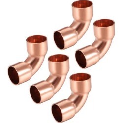 10mm/0.39-inch ID 90 Degree Copper Elbow Short-Turn Copper Pipe Fitting Conector for Plumbing 5pcs