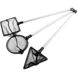 Unique Bargains 3 in 13 x 2.6 Stainless Steel Handle Landing Net Fishing Angler Mesh Gold Shrimp Black Silver Tone