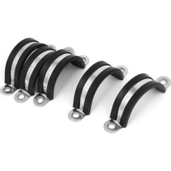 35mm EPDM Rubber Lined U Clip Cable Wire Fuel Hose Pipe Clamps 5 Pcs