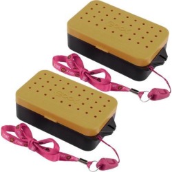 Plastic Fishing Lure Bait Tackle Storage Box Case Yellow Black 2 Pcs w String