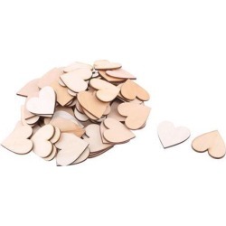 Wooden Love Heart Shaped DIY Accessories Embellishment Beige 40 x 37mm 75 Pcs
