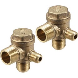 Air Compressor Check Valve 90 Degree Right Male Threaded Brass Connector 1/8' x 1/4' x 3/8' 2Pcs
