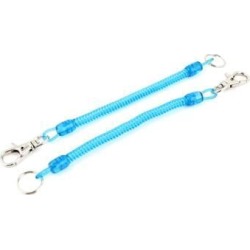 Unique Bargains 2Pcs Blue Plastic Flexible Spiral Stretchy Spring Coil Keychain Strap Key Holder