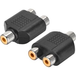 RCA Female to 2 RCA Female Connector Stereo Audio Video Cable Adapter Splitter 2Pcs