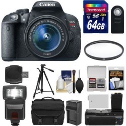 Canon EOS Rebel T5i Digital SLR Camera & EF-S 18-55mm IS STM Lens with 64GB Card + Flash + Grip + Battery + Tripod + Case + Filter Kit