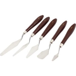 Unique Bargains 4.3' Red Grip Silver Tone Blade Palette Painting Paint Spatula Scraper 5 in 1