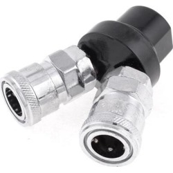 Unique Bargains Multi Way Air Pass Quick Coupling Adapter Connector Black Silver Tone