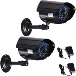 VideoSecu 2 Pack Infrared Outdoor Indoor Weatherproof Security Camera IR Day Night Vision 520TVL High Resolution 36 LEDs with 2 Power Supply for CCTV