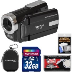 Vivitar DVR-508 HD Digital Video Camera Camcorder (Black) with 32GB Card + Case + Kit