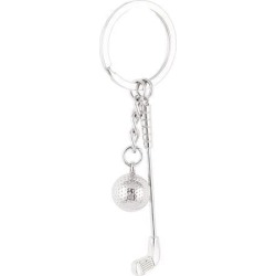 Golf Ball Stick Pendant Keychain Keyring Key Chain Ring Silver Tone