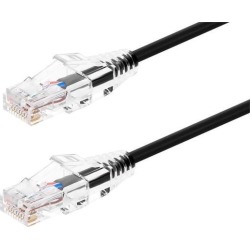 Monoprice Cat6 Ethernet Patch Cable - 30 feet - Black Snagless RJ45 Stranded 550MHz UTP CMR Riser Rated Pure Bare Copper Wire 28AWG - SlimRun Series