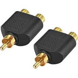 RCA Male to 2 RCA Female Connector Stereo Audio Video Cable Adapter Splitter Black 2Pcs
