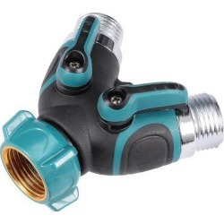 Garden Water Hose Splitter 2 Way Y Connector, Bolted and Threaded, Easy Grip