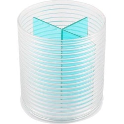 Unique BargainsOffice Plastic Cylinder Shaped 3 Compartments Pen Cup Holder Organizer Blue