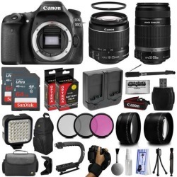 Canon EOS 80D DSLR Digital Camera with EF-S 18-55mm IS STM + 55-250mm IS II Lens + 128GB Memory + 2 Extra Extended Batteries + Wide Angle +.