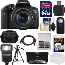 Canon EOS Rebel T6i Wi-Fi Digital SLR Camera & EF-S 18-135mm IS STM Lens with 64GB Card + Case + Tripod + Flash + 3 Filters + HDMI Cable + Kit