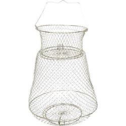 Unique Bargains 0.6' x 0.6'Metal Portable Fishing Landing Net Fish Angler Mesh Keepnet for Fishermen Gold Tone