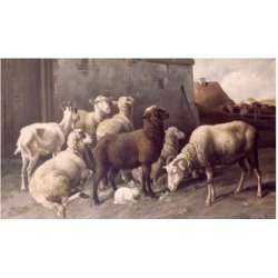 Posterazzi SAL9003453 In Front of the Barn by Christian Friedrich Mali 1832-1906 Poster Print - 18 x 24 in.