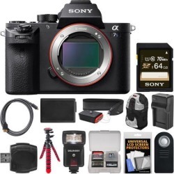 Sony Alpha A7S II 4K Wi-Fi Digital Camera Body with 64GB Card + Backpack + Flash + Battery & Charger + Tripod + Remote + Kit