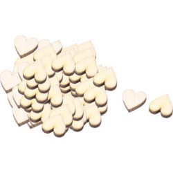 Wooden Love Heart Shaped DIY Accessories Embellishment Beige 10 x 9mm 50 Pcs