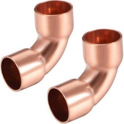 10mm/0.39-inch ID 90 Degree Copper Elbow Short-Turn Copper Pipe Fitting Conector for Plumbing 2pcs