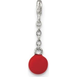 Sterling Silver Red Enameled Bead 1/2in Dangle Enhancer
