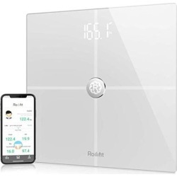 Rollifit Premium Smart Scale - Body Fat Scale With Fitness APP & Body Composition Monitor, Works w/ Android/iPhone 8/iPhone X, White