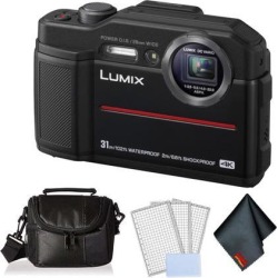 Panasonic Lumix Waterproof Digital Camera (Black) - Bundle with LCD Screen Protectors + Carrying Case and MORE