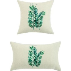 Pack of 2,Green Leaves Throw Pillow Cover, Pattern Cushion Cover Cotton Plant Pillow Case Square Pillow Protectors Home Decorative(12 x 20 Inch/30 x.