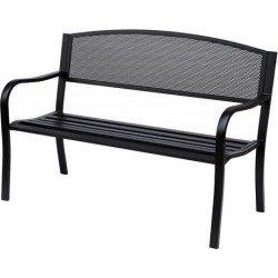 Outdoor Patio 2-Seat Garden Bench Park Bench Yard Loveseat Steel Black