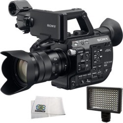 Sony PXW-FS5 XDCAM Super 35 Camera System with Zoom Lens + 160 LED Video Light + Microfiber Cleaning Cloth