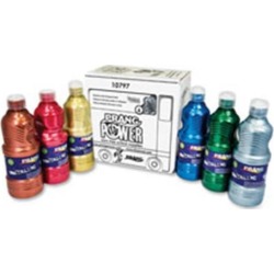 Prang Power Metallic Paint Set - 16 fl oz - 6 / Set - Metallic Gold, Metallic Red, Metallic Copper, Metallic Green, Meta
