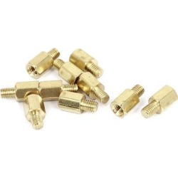 M3x6mm+4mm Male to Female Thread 0.5mm Pitch Brass Hex Standoff Spacer 10Pcs