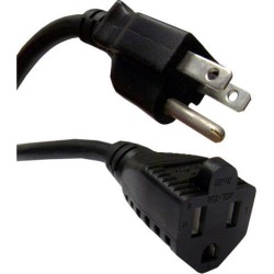 Cable Wholesale Power Extension Cord NEMA 5-15P to NEMA 5-15R 10 Amp UL / CSA rated 3 feet - Black