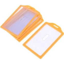 Unique Bargains 5 Pcs 84mm x 52mm Fuchsia Clear Rectangle Vertical Office Slide Card Holder