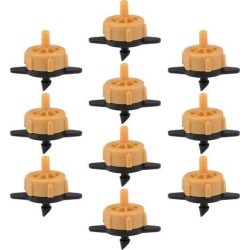 Pressure Compensating Dripper 0.5 GPH 2L/H Emitter for Garden Lawn Drip Irrigation with Barbed Hose Connector, Plastic Black Orange 25pcs
