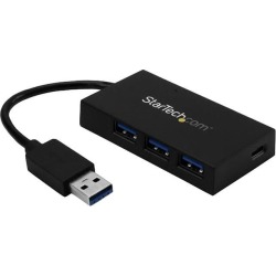 StarTech HB30A3A1CSFS 4 Port USB Hub - USB 3.0 - USB A to 3 x USB A and 1 x USB C - Includes Power Adapter - USB Port Expander - USB Port Hub