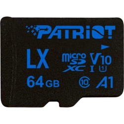 Patriot Memory 64GB LX Series microSDXC UHS-I/U1 A1 Memory Card with Adapter, Speed Up to 90MB/s (PSF64GLX11MCX)