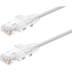 Monoprice Cat6 Ethernet Patch Cable - 50 feet - White Snagless RJ45 Stranded 550MHz UTP CMR Riser Rated Pure Bare Copper Wire 28AWG - SlimRun Series