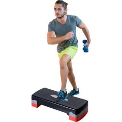 Soozier 27' Aerobic Stepper Adjustable Workout Platform Fitness Step with Riser Training Exercise Home Gym 4" to 6" (Black)