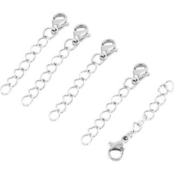 Unique BargainsNecklace Metal Lanyard Hook Bracelet Lobster Clasp Connector Silver Tone 5pcs