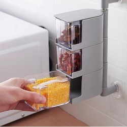 Rotatable Hanging Spice Rack Set Wall-mounted Revolving Spice Rack 3-Gray