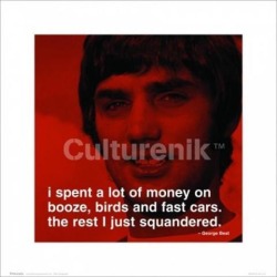 Posterazzi IMPSS091 George Best - I Spent a Lot of Money on Booze Quote Poster Print - 16 x 16 in.