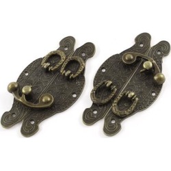 90mmx50mm Antique Style Jewelry Box Drawers Hock Hasp Buckle Padlock Latch 2pcs