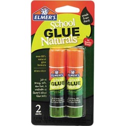 School Glue Naturals, Clear, 0.21 Oz Stick, 2 Per Pack