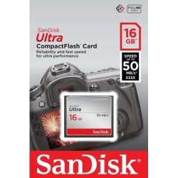 SanDisk Ultra 16GB CF CompactFlash Memory Card 50MB/s Full HD Video for Camera