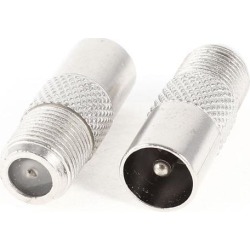 2 x F-Type Female to TV PAL Male Antenna Straight Coupler RF Connector