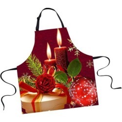 Christmas Adults Chef Apron for Kitchen Festive Cooking Baking Candle 1