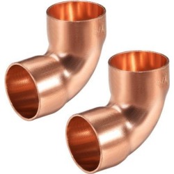 7/8-inch ID 90 Degree Copper Elbow Short-Turn Copper Pipe Fitting Conector for Plumbing 2pcs